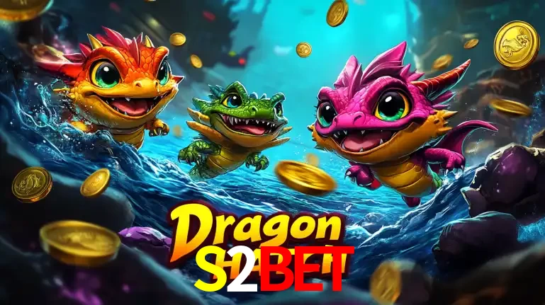 Arte promocional do jogo Dragon Hatch com três adoráveis dragões bebês nadando entre moedas de ouro, um dos slots mais divertidos para jogar no cassino S2BET.