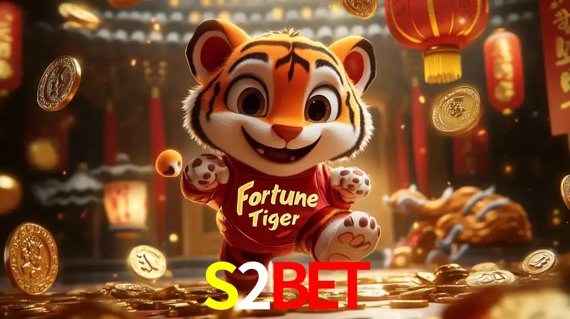 O alegre personagem do Fortune Tiger correndo sobre um caminho de moedas de ouro, simbolizando os grandes prêmios e a diversão do popular jogo de slot do S2BET.