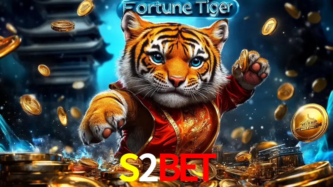 Imagem promocional do jogo de slot Fortune Tiger, com um tigre majestoso em traje tradicional cercado por uma fortuna em moedas de ouro, disponível agora no cassino S2BET.